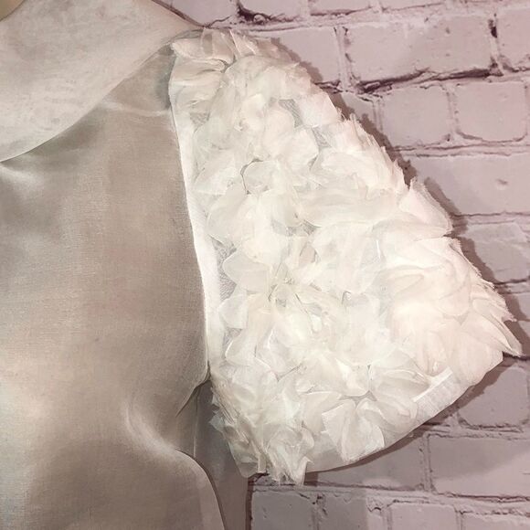 St John silk sheer top with rose appliqués size 4 - Picture 5 of 8